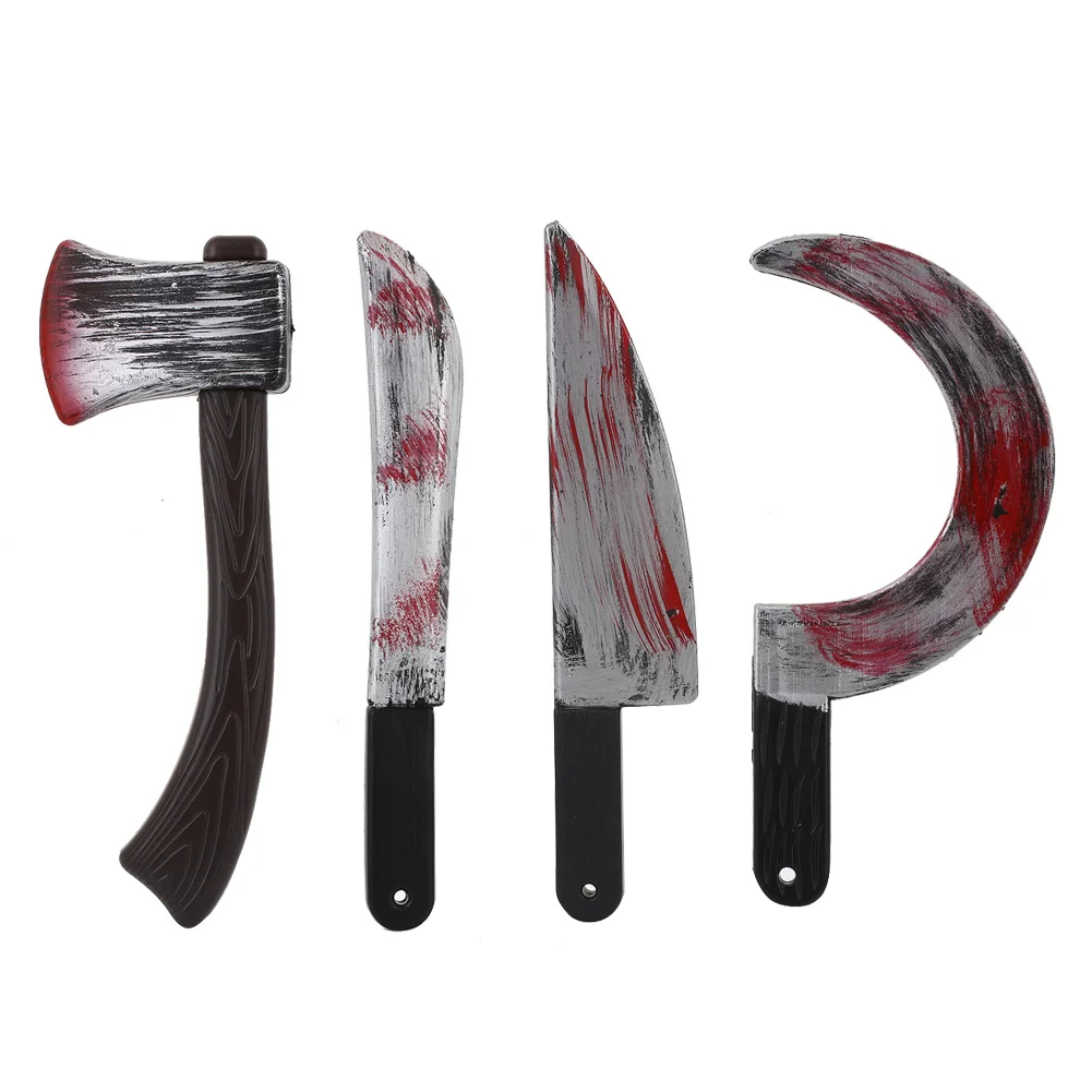 Plastic Bloody Halloween Prop Weapons Fancy Knife Cleaver Sickle Dress | Дом и сад