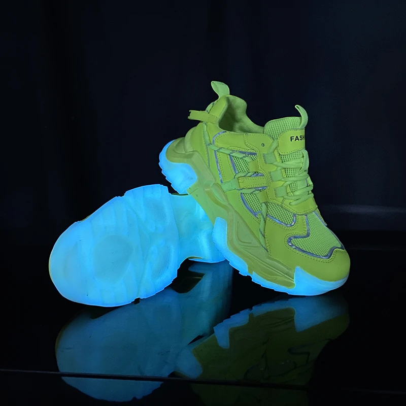 

2021 Fluorescent Chunky Sneakers Women New Designer Platform Shoes Breathable Mesh Sports Basket Femme Casual Vulcanized Shoes