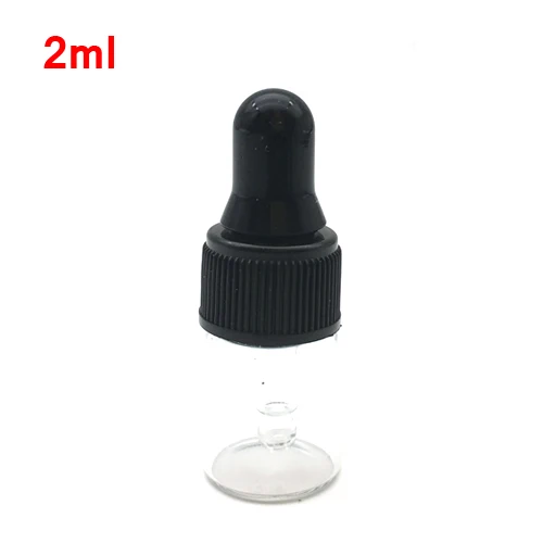 Clear With Black Cap 1 шт. маленькие стеклянные флаконы для духов маленький флакон с пипеткой для эфирного масла 2 мл чистый флакон-капельница - Цвет: Clear With Black Cap