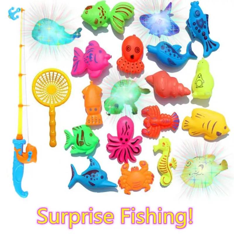 

Drop Ship. NEW! Surprise Treasure Fishing Toy Set,Induction Light Up Magnetic Fishing Toy,Boys Girls Bath Toys Party Game