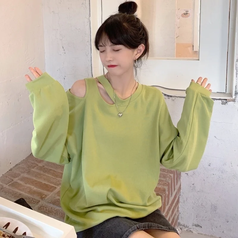 

Cotton Thin Sweater Women's round Neck Design Long Sleeve