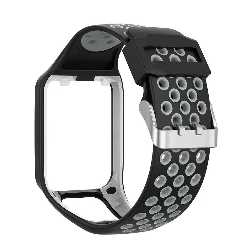 Силиконовый ремешок для часов браслет TomTom Runner 2/3 аксессуары умных черный + серый |