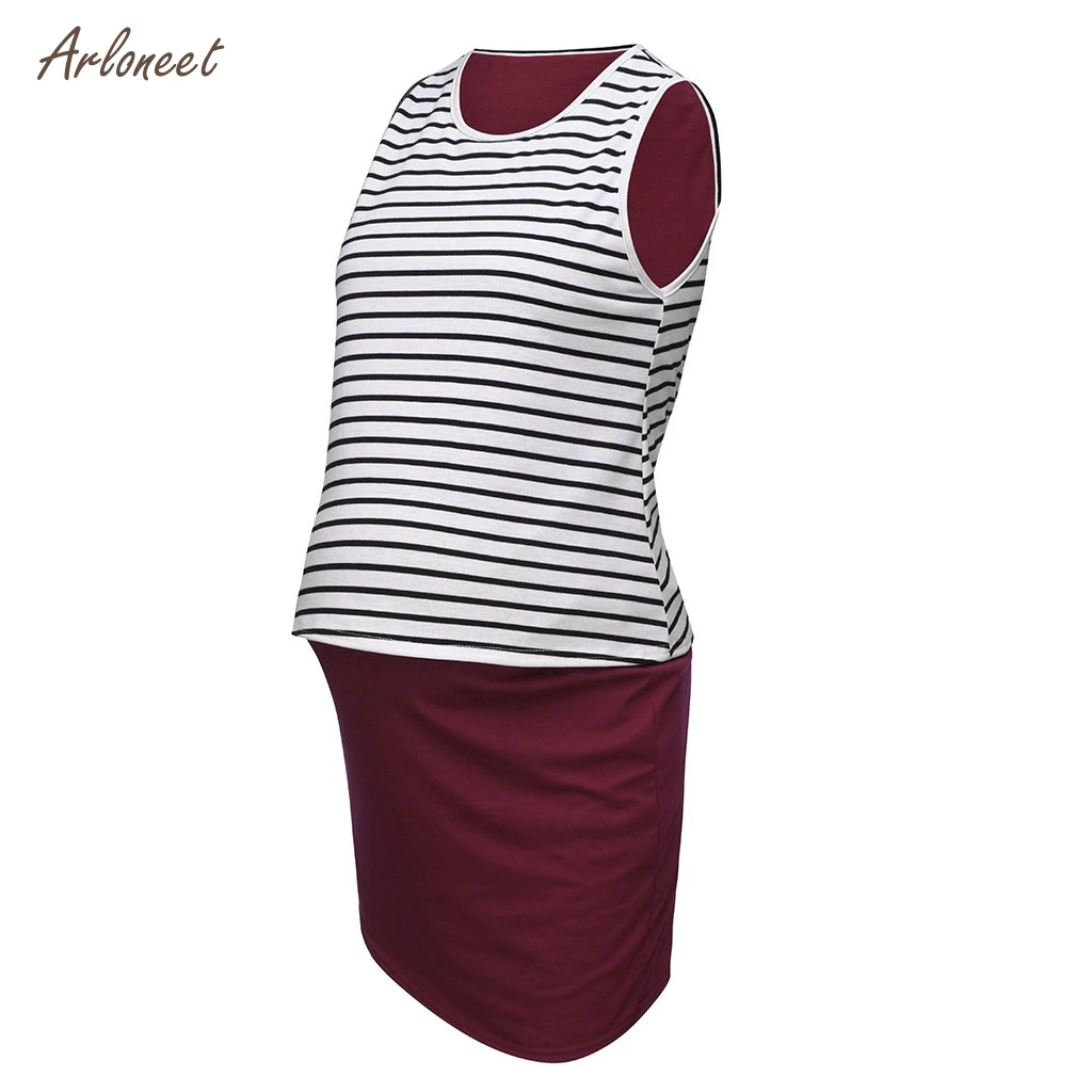 ARLONEET платья для беременных женщин поддельные из двух частей платье летнее