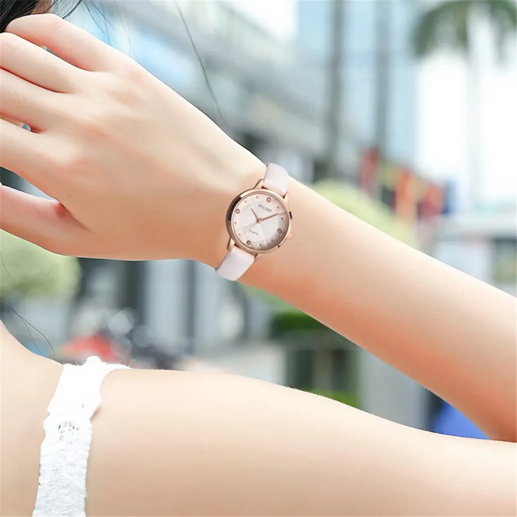 HSU женские простые кожаные кварцевые часы Новые тренд Модные Кварцевые Женские