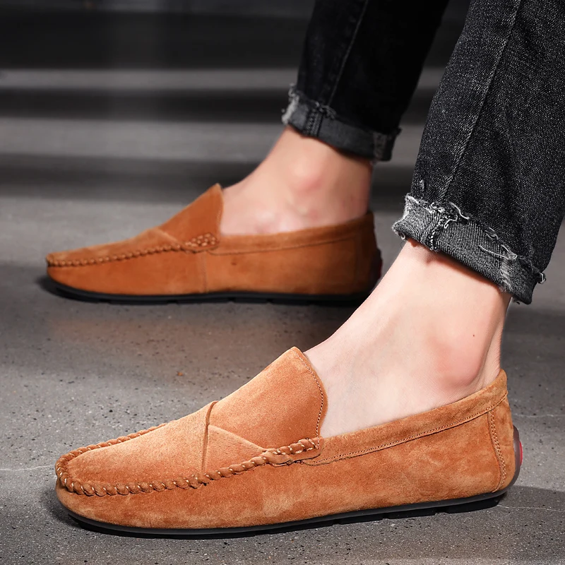 Genuine Leather Men Casual Shoes High Quality Soft Moccasins Loafers Breathable Slip On Driving Flats Plus Size 48 | Обувь