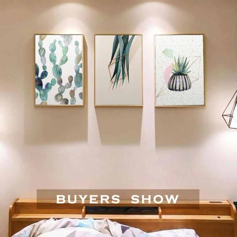 Зеленые растения кактус натюрморт ботанические плакаты принты картины на холсте