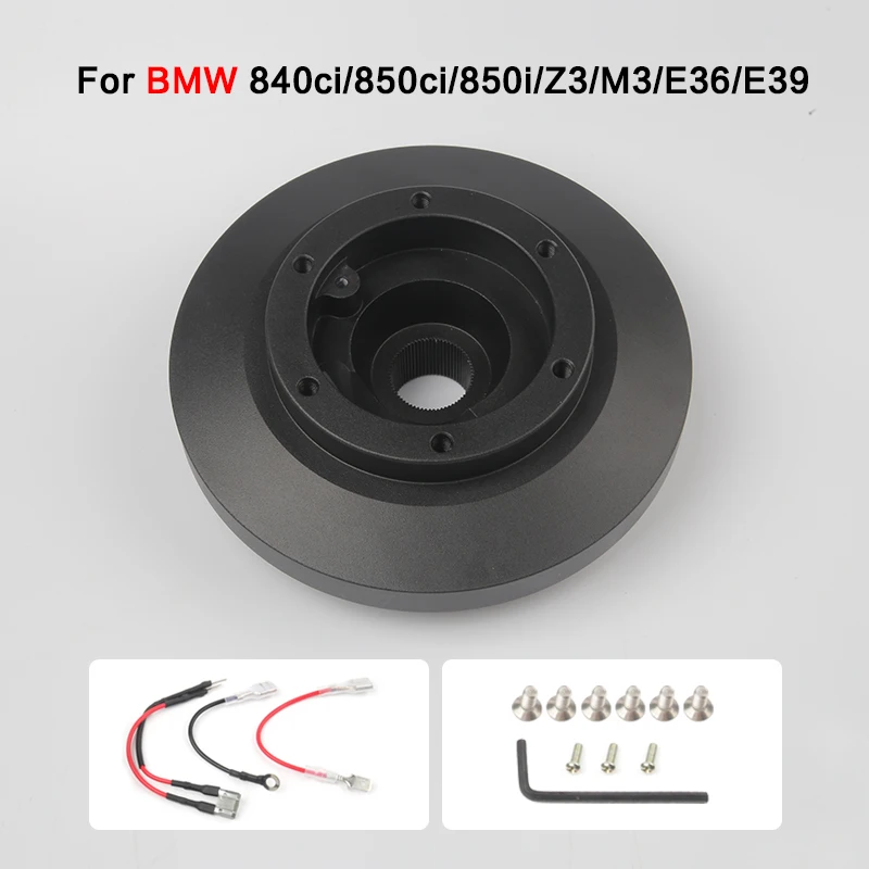 

Steering Wheel Short Boss Hub Adapter Kit Black Aluminum Quick Release Hub Adaptor Kit for BMW E36 318 325 328 840 850 E39 M3 Z3