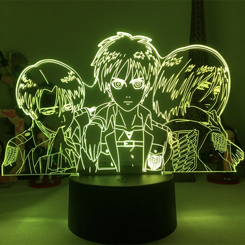 

Led Light Anime Attack on Titan Levi Mikasa Ackerman Eren Jaeger Acrylic Figure 3d Lamp Room Decor Light Kid Gift Night Light