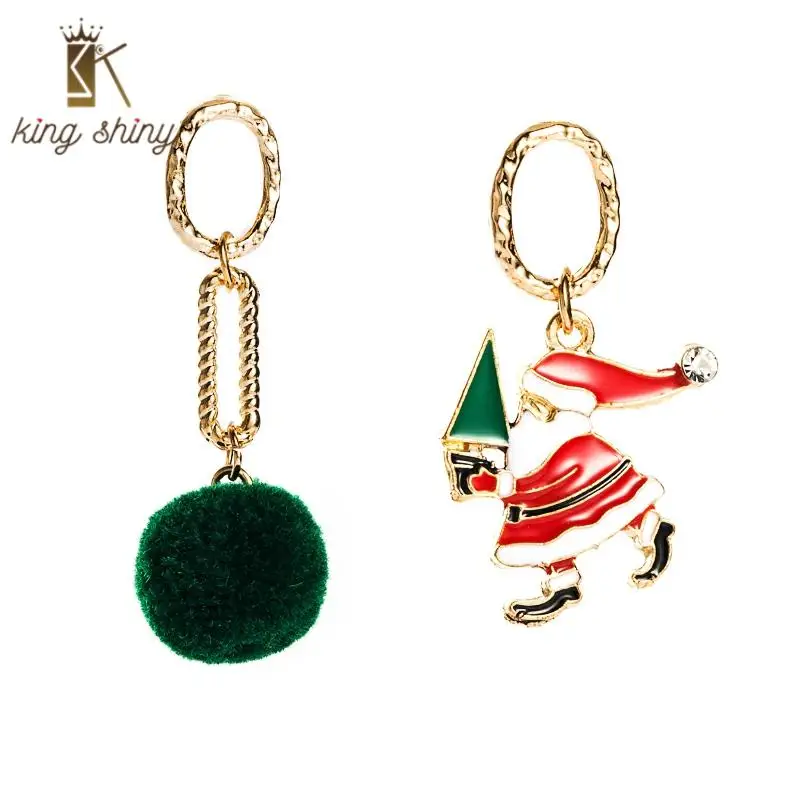 

Christmas Lovely Santa Claus Dangle Earrings for Woman Elegant Fur Ball Irregular Christmas Decoration Earrings Gifts for Woman