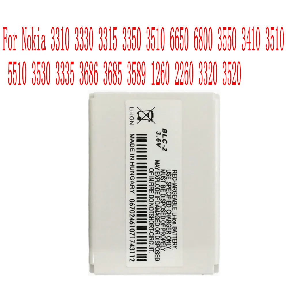 High Quality 800mAh BLC-2 Battery For Nokia 3310 3330 3315 3350 3510 6650 6800 3550 3410 5510 3530 3335 3686 Cell Phone | Мобильные