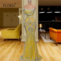 dubai sequin robe femme soiree gold mermaid evening party dresses for women sparkly one shoulder party prom gown