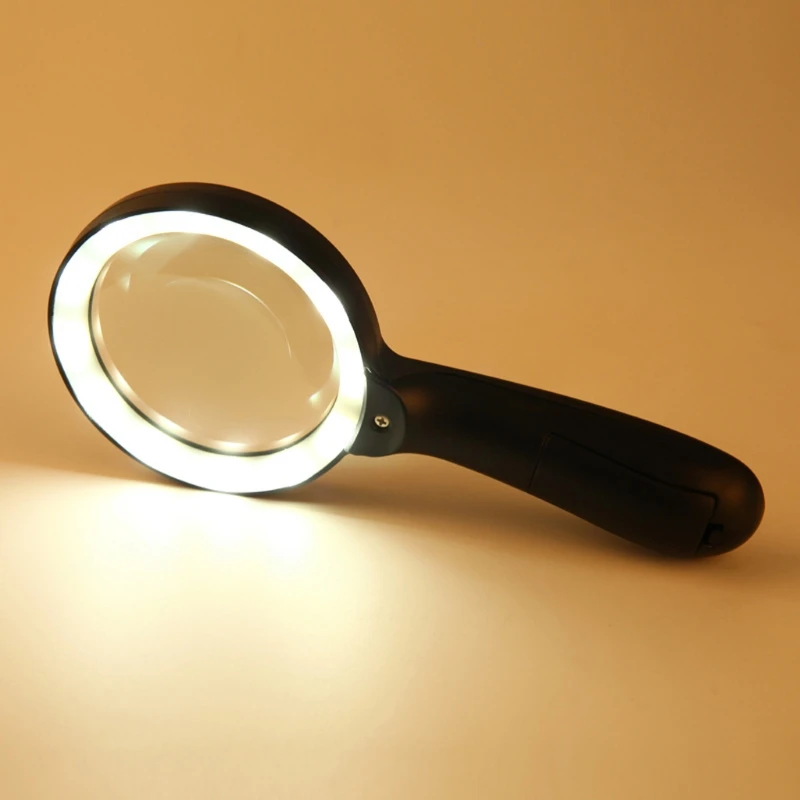 

Lighted Magnifying Glass-10X Hand held Large Reading Magnifying Glasses with 12 LED Illuminated Light for Seniors, Repair, coins