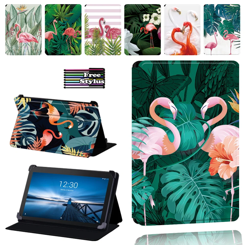 

Flamingo Pattern Cover Case for Lenovo Tab E7 / E8 / E10 Tablet Anti-fall Folio Lightweight Protective Case + Free Stylus