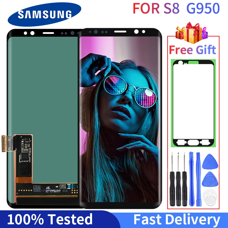 

100% Оригинальный SUPER AMOLED S8 ЖК-дисплей с рамкой для SAMSUNG Galaxy S8 G950 G950F дисплей S8 Plus G950 G950F сенсорный экран дигитайзер