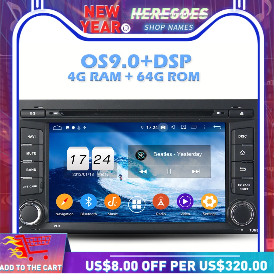 IPS DSP Android 10 0 4 Гб ОЗУ 64 ПЗУ 8 ядер dvd плеер для автомобиля Wifi 4G Bluetooth 2 RDS радио GPS карта