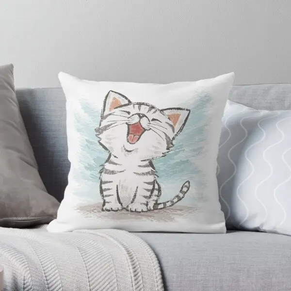 

American Shorthair happy Soft Throw Pillow Cover Print Pillow Case Waist Cushion Cover Pillows NOT Included