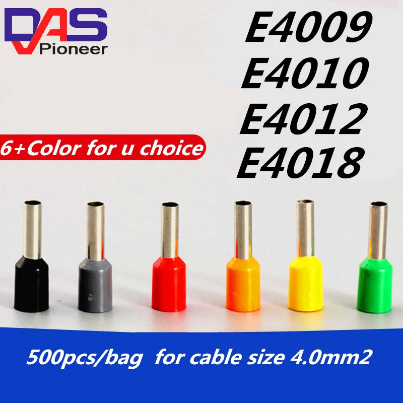 E4009 изолированный ПВХ Электрический штифт обжимная Клемма размер провода: 4 мм2 500