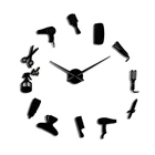 Лучшие Diy парикмахерские гигантские настенные часы с зеркальным эффектом, парикмахерские инструменты, декоративные Безрамные часы, часы для парикмахера Wal