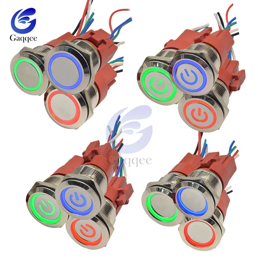 Водонепроницаемый металлический кнопочный переключатель 16 мм светодиодный ная
