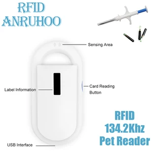 rfid animal scanner iso117845 microchip badge reader 134 2khz fdx b pet cat dog tag handheld usb transponder free global shipping