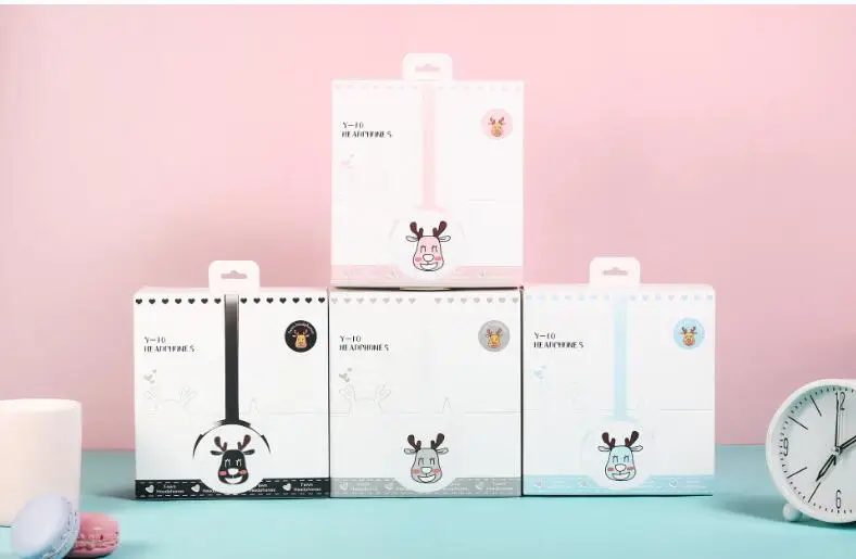 Новые наушники с рисунком оленя сабвуфер гарнитура проводные детские микрофоном