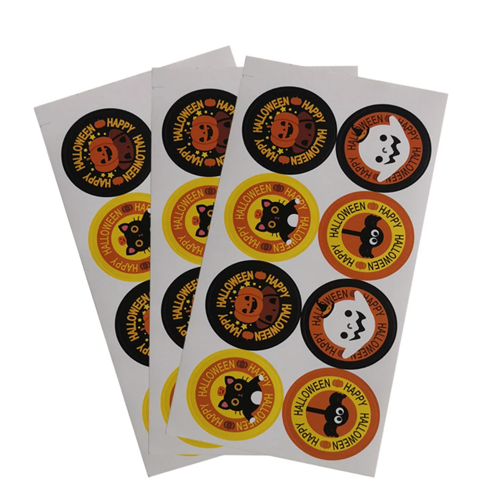 Хэллоуин круглые наклейки мультфильм интерес Тыква призрак кошка наклейка в