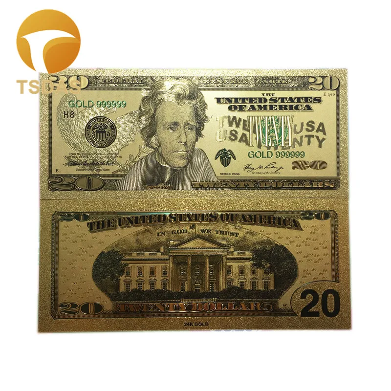 10 шт./компл. 24K позолоченные фольга банкноты бумага деньги США Америка Золотая