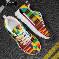 hycool couples sneakers novetly african kente pattern women breathable mesh running shoes men walking athletic gym trainers