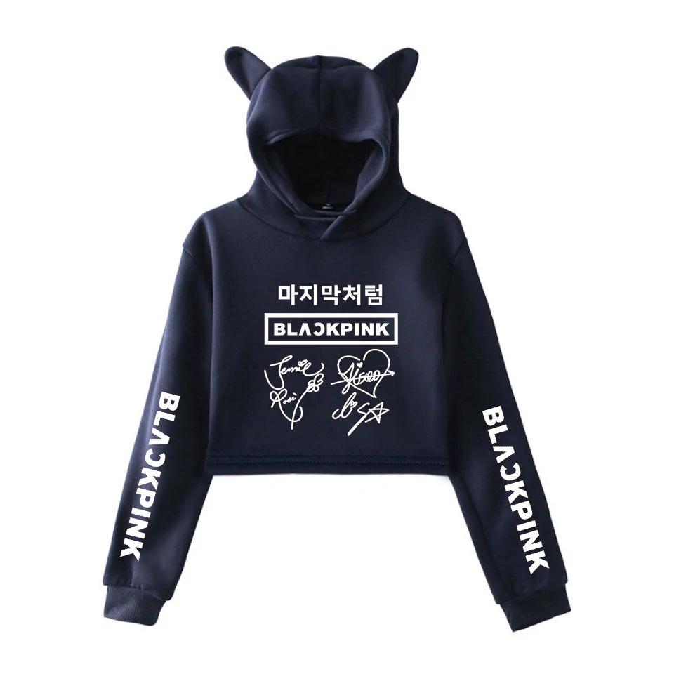 

Trendy Creative K POP Kpop Women Hoodies Cat Ears Sexy Cute Cartoon Girls Hooded Casual Harajuku Black Pink Hoodies Sweatshirts