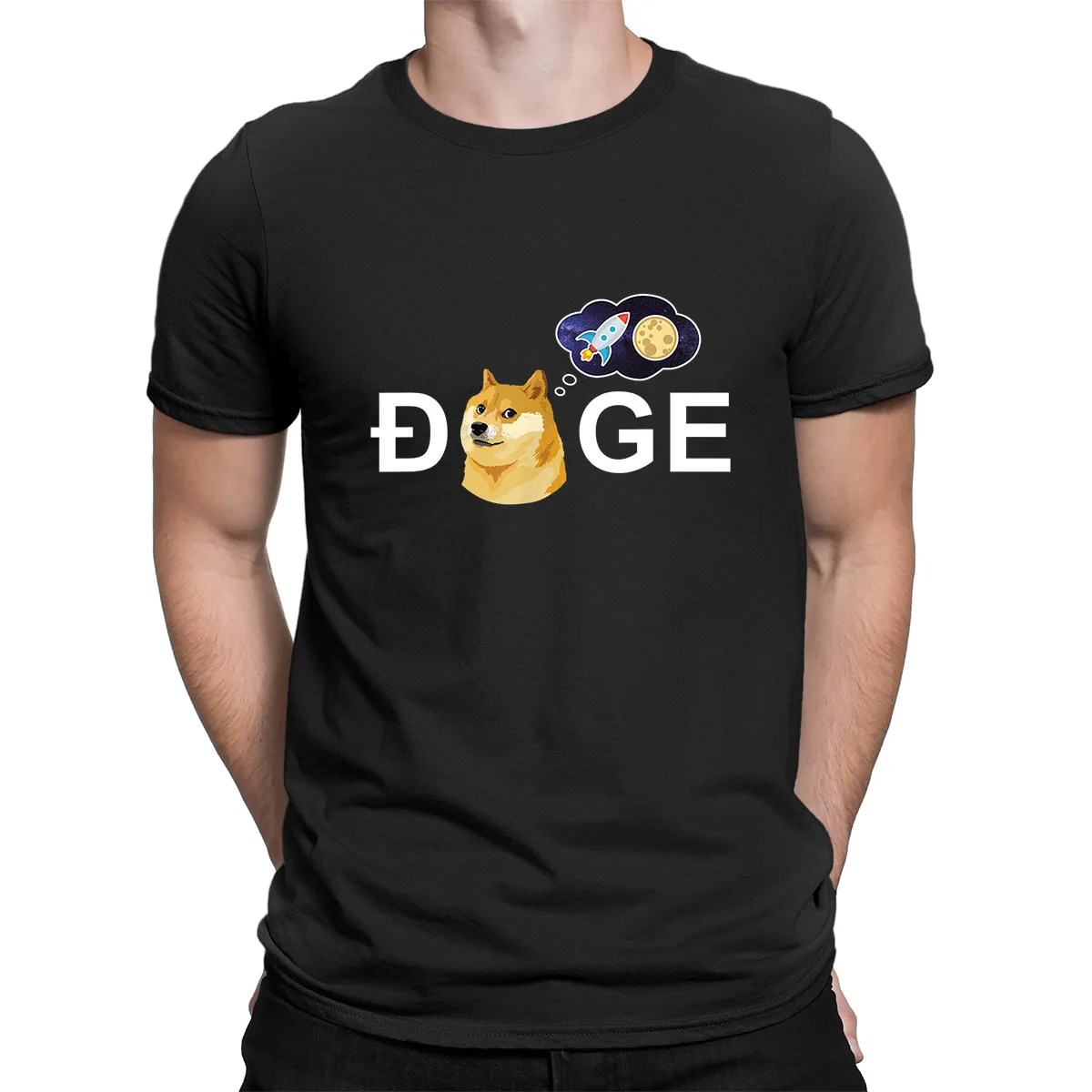 

Dogecoin Doge HODL To the Moon Crypto Meme Print T-shirts Men Summer 2021 dog Graphic Men's T Shirt Short Sleeve Funny Tops