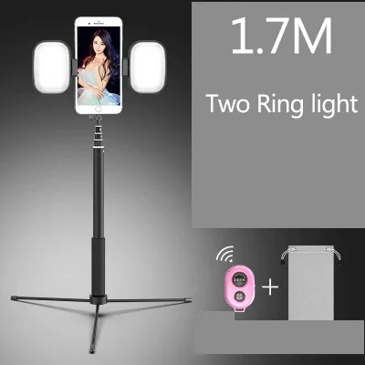 1.7M Black two led 360 Вращение Bluetooth селфи палка выдвижной монопод со встроенным Bluetooth пультом дистанционного управления для iPhone X/8 P Galaxy YS8 Xiaomi - Цвет: 1.7M Black two led