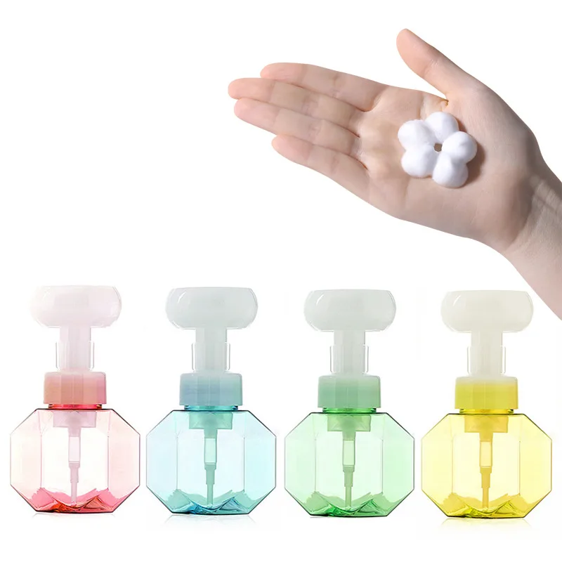 

Flower Shape Pump Head Soap Liquid Bottle 300ML Portable Clear Lotion Foaming Bottling Shampoo Cosmetic Refillable Empty Bottles