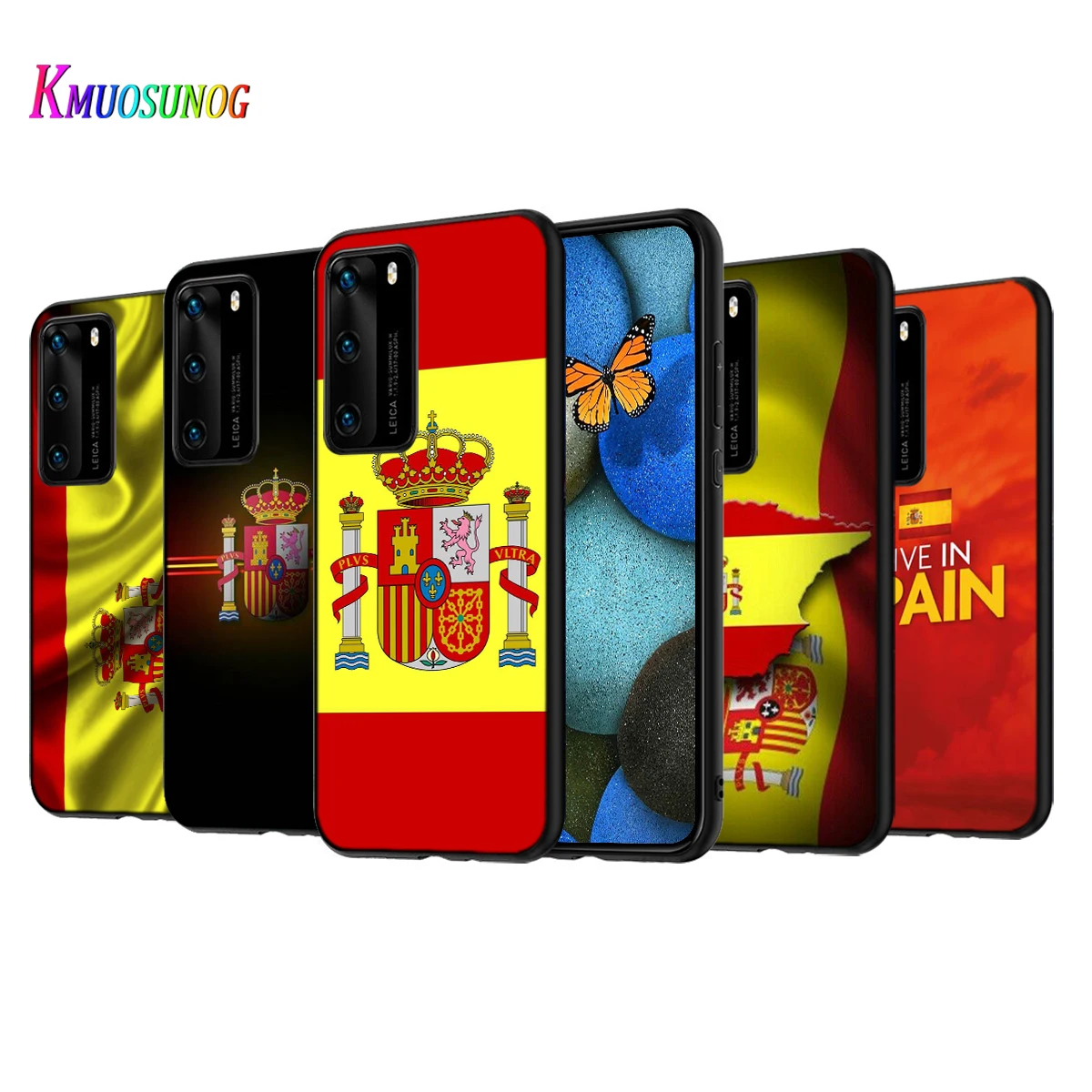 

Spain Spanish Flag Silicone Cover For Huawei P50 P40 P30 P20 Pro P10 P9 F8 Lite E Plus 2016 5G Black TPU Phone Case