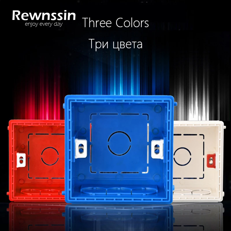 

Rewnssin 86Type wire Installation Box,UK EU Switch Wiring Back Box Wall Socket secret stash Mounting Box White Red Blue Dark Box