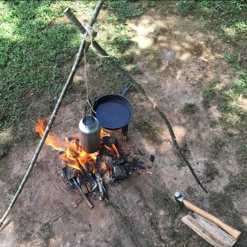 

Portable Stainless Steel Water Kettle with Hook Outdoor Survival Camping Hiking Water Bottle Kettle Drinking Tool 500ML