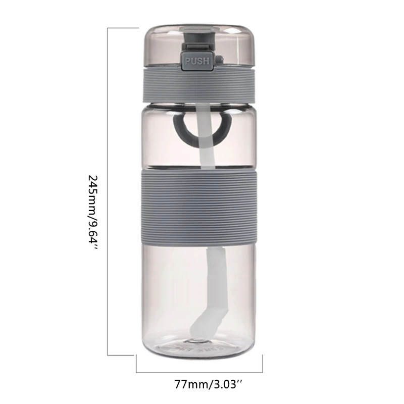 

Water Bottle with Straw Plastic Sports Water Bottle with Flip-Up Lid Spring Buckle for Outdoor Hiking Camping BPA Free