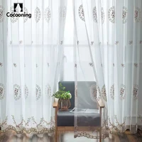 2022 embroidered sheer tulle curtains for bedroom gauze curtain pastoral voile curtain for living room balcony window gauze