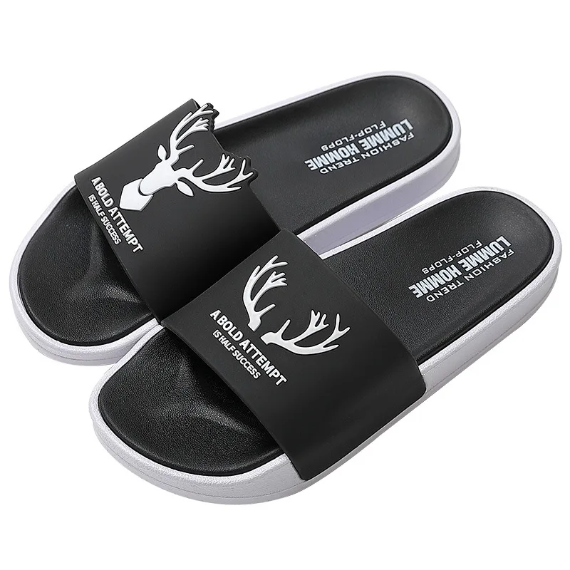 

Fashion slippers for men in the summer of the new beach wear non - slip thick - soled wear - resistant personality one - word sa
