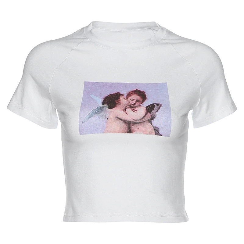 Летняя уличная одежда для отдыха Белый Хлопковый укороченный топ Женские тонкие