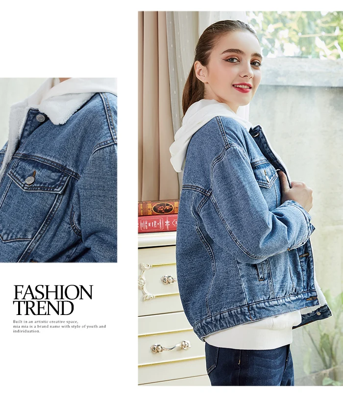 Женская теплая джинсовая куртка LEIJIJEANS, повседневная куртка из денима с начесом, новая модель 9250R большого размера на зиму