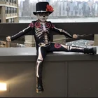 Комбинезон женский, на Хэллоуин, с розами и скелетом