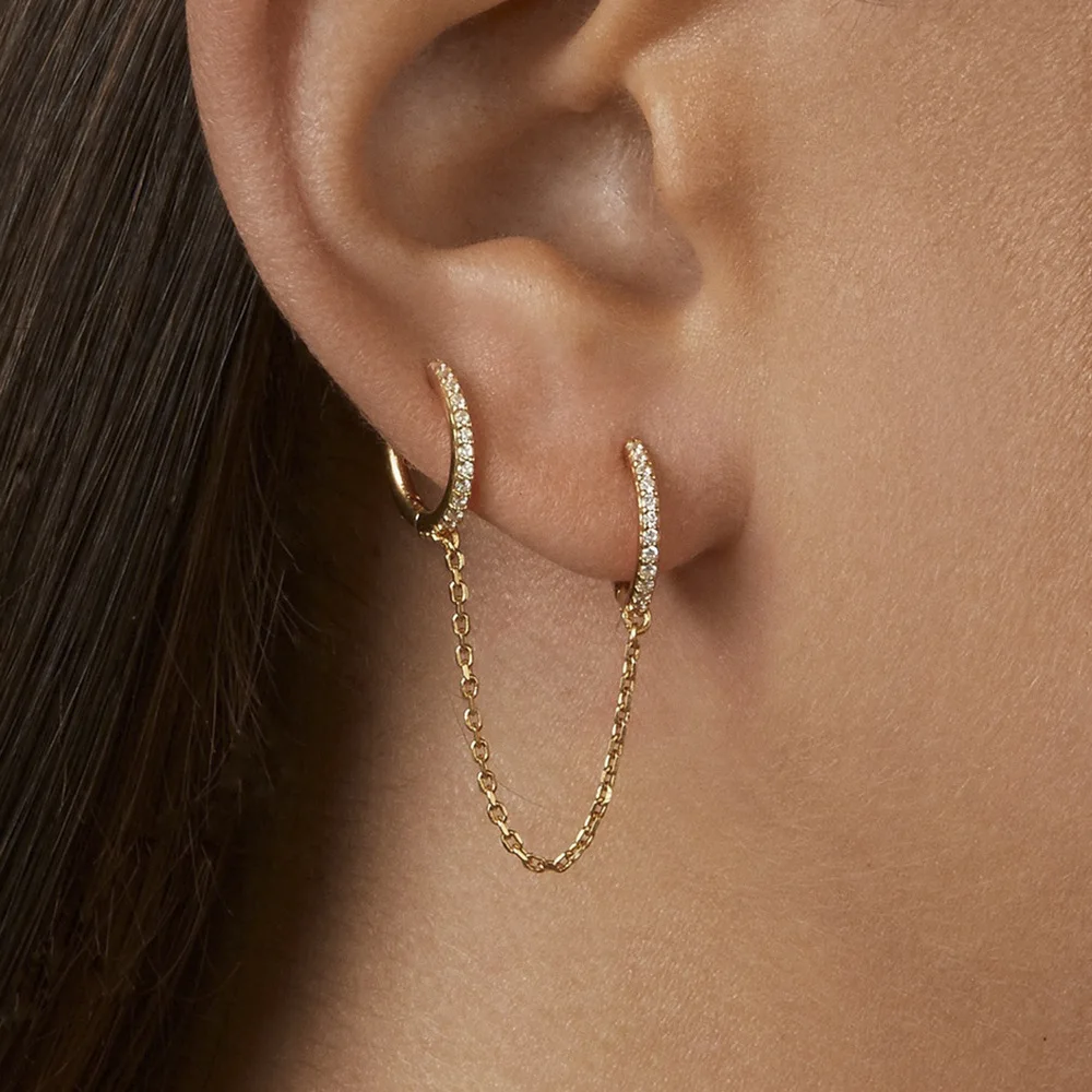 

New Fashion Circle Ear Cuff Retractable Earrings for Women Men Gold Huggie Unisex Double Piercing Hoop Earing Female Brincos