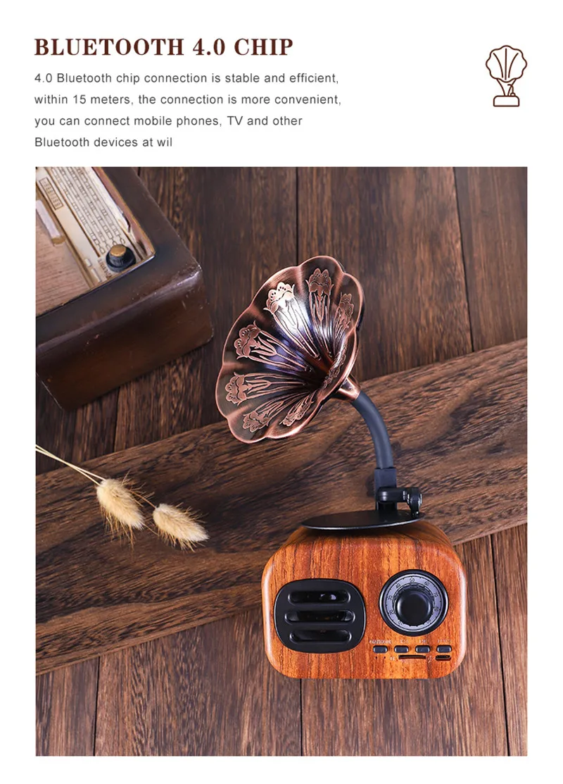 Ретро altavoz радио bluetooth портативный динамик Портативный мини беспроводной граммофон динамик Поддержка TF карты D8