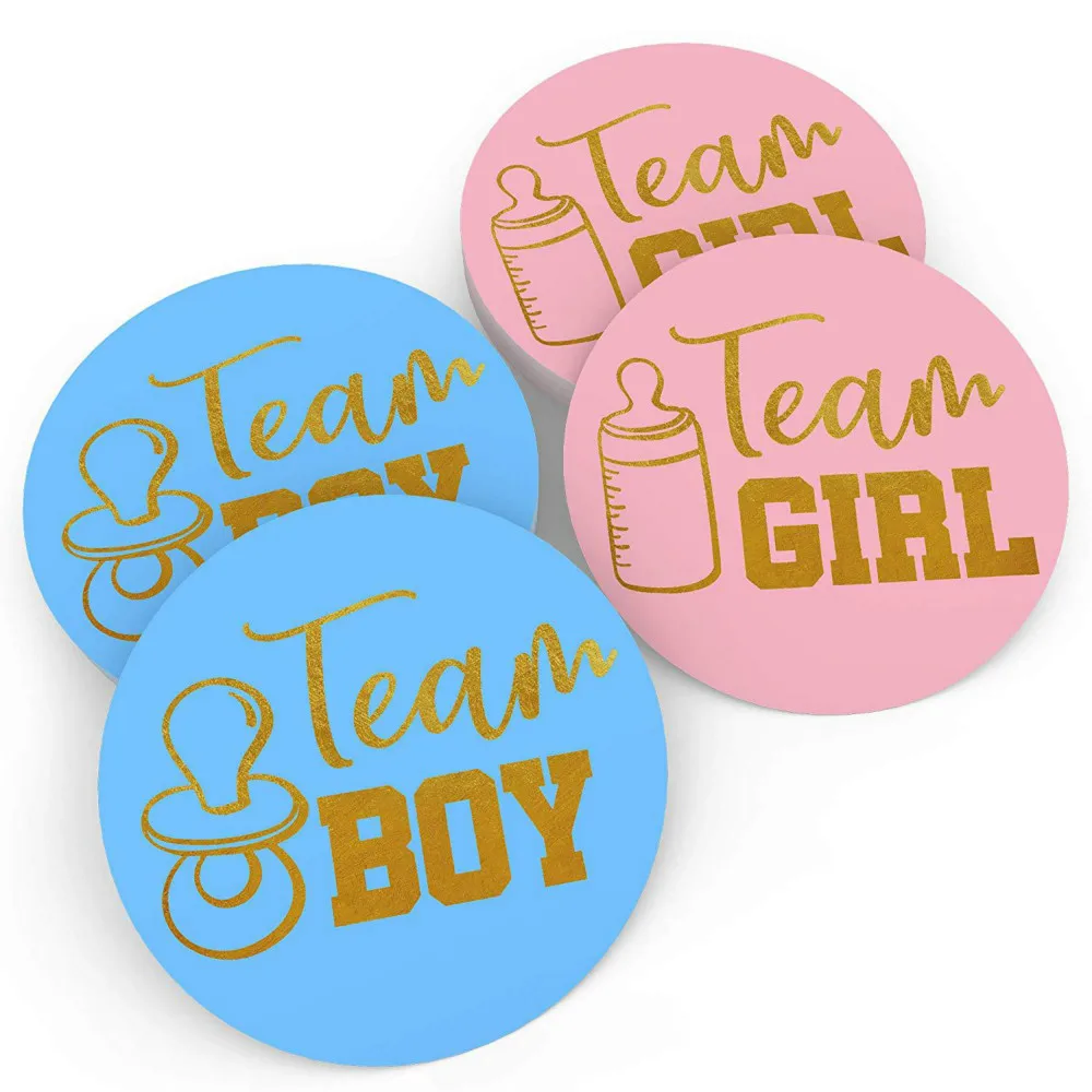 

24pcs Team Boy Team Girl Stickers Gender Reveal Boy Or Girl Paper Stickers Baby Shower DIY Scrapbook Cookies Package Supplies