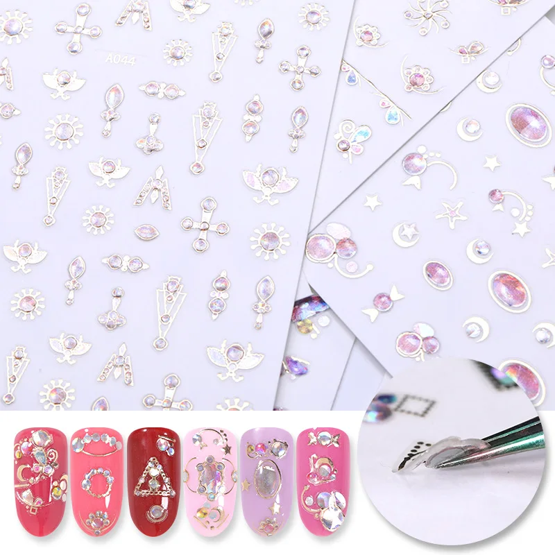 1 лист микс узоров Стразы 3D наклейка для ногтей переводная дизайна бумажные