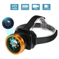 led flashlight headlight super bright 1080p waterproof 2 modes outdoor activity camping mining video recorder camera