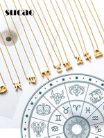 2021 stainless steel zodiac necklaces 12 constellation astrology zodiac star necklace for women girl horoscope sign zircon gift