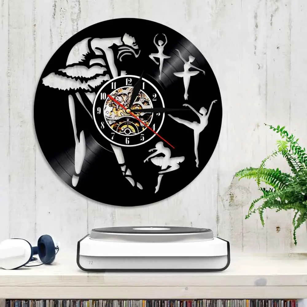 Настенные часы с виниловой пластиной балерины современный дизайн настенные