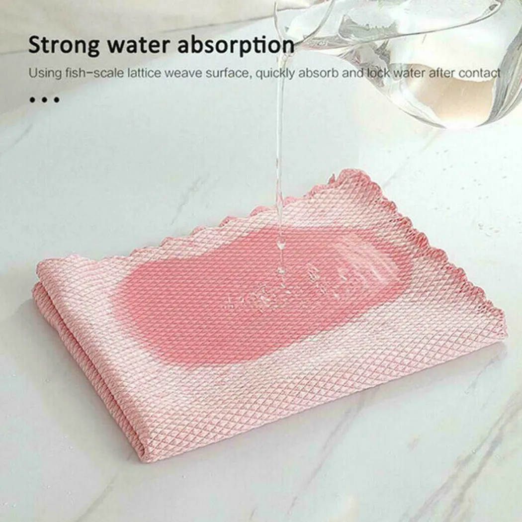 

5pcs Special Fish Scale Wipes Rag For Glass Cleaning Housework Cleaning Cloth
