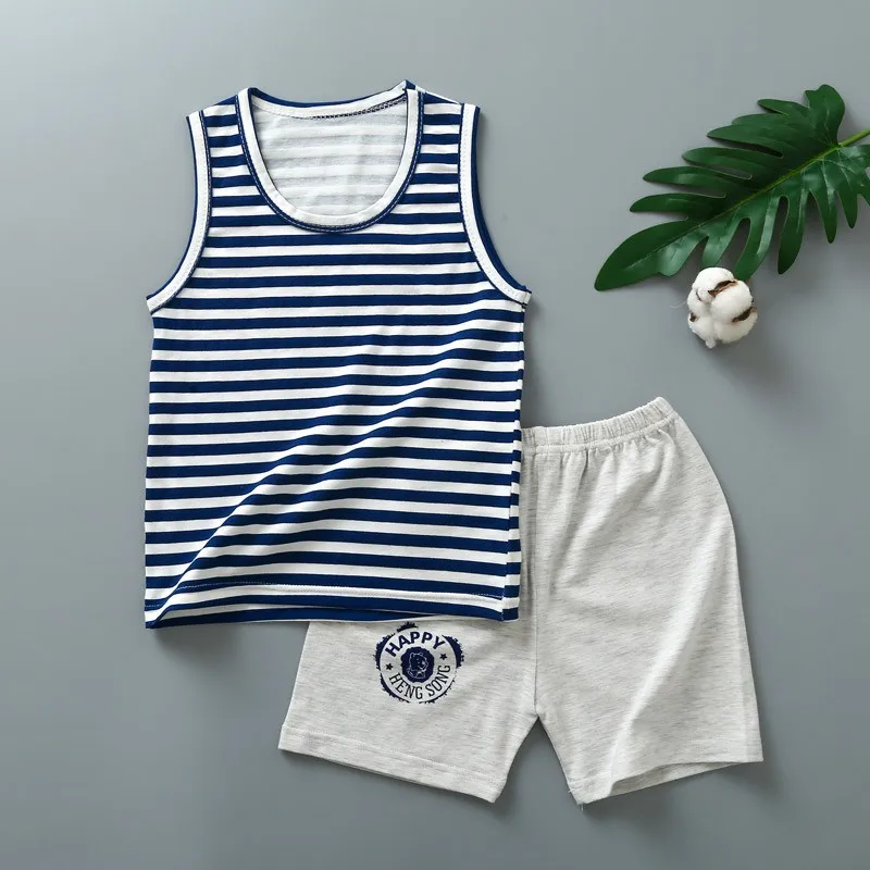 

Одежда для маленьких мальчиков для От 2 до 6 лет; Детский жилет + шорты, комплект одежды для девочек, костюм в полоску для маленьких детей топ и...